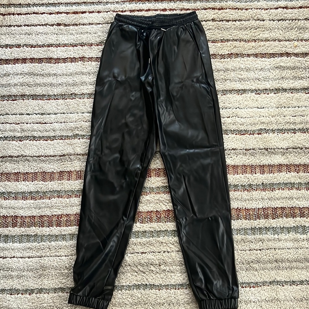 Missguided Black Faux Leather Joggers